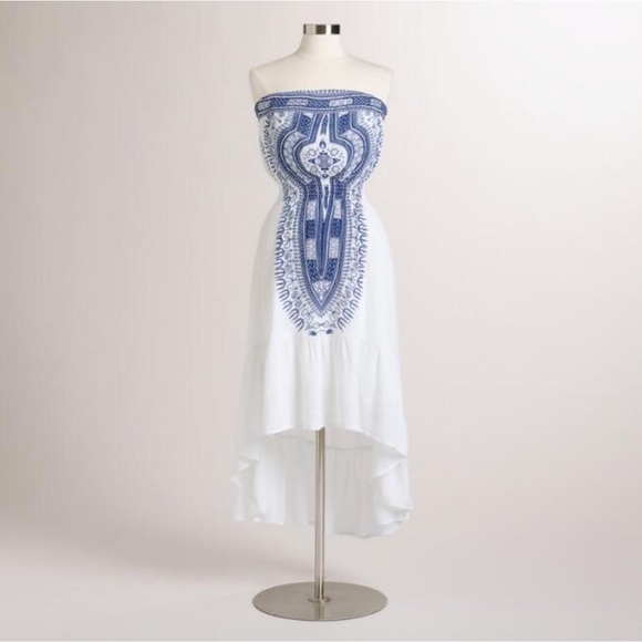 Cost Plus World Market Dresses & Skirts - World Market White & Blue Lalita High Low Dress